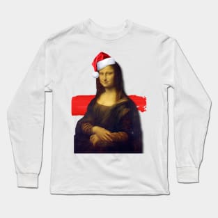 Mona Lisa Christmas hat Long Sleeve T-Shirt